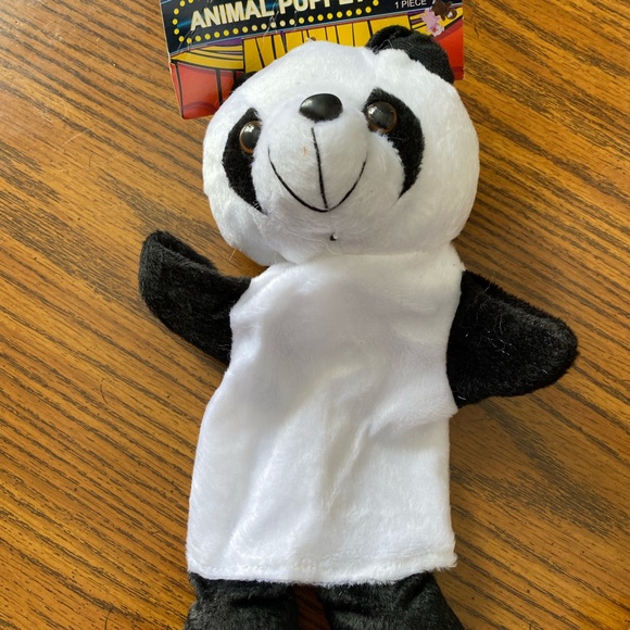 3 NWT Plush Animal Hand Puppets Dog Panda Bear Elephant - Picture 2 of 10
